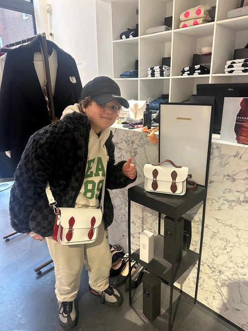 Ajax red/white midi satchel (Designed by Naïm Lee)